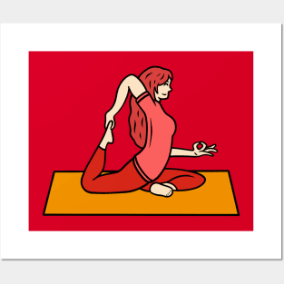 Yoga one legged king pigeon pose Posters and Art